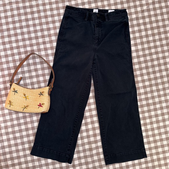 Gap Pants - Black Gap High Rise Wide Leg Crop Sailor Pants